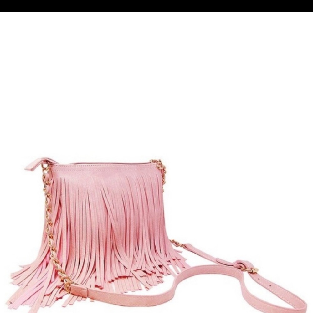 Pink Tassell leather bobo crossbody - Picture 3 of 4